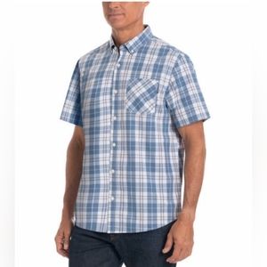 Hurley Men's Blue/White Plaid Woven Short Sleeve Shirt